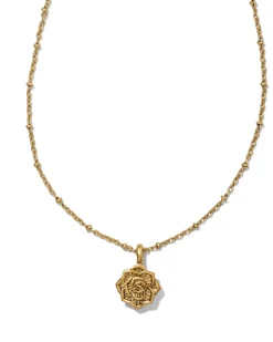 Ansel Rose Short Pendant Necklace in Vintage Gold