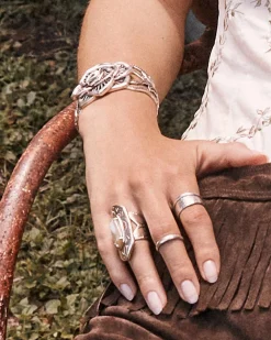 Ansel Rose Statement Cuff in Vintage Silver