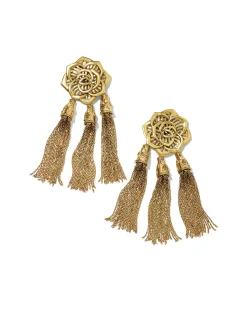 Ansel Rose Statement Earrings in Vintage Gold