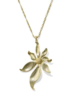Anya Flower Gold Long Pendant Necklace