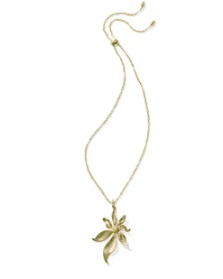 Anya Flower Gold Long Pendant Necklace