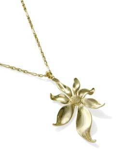 Anya Flower Gold Long Pendant Necklace