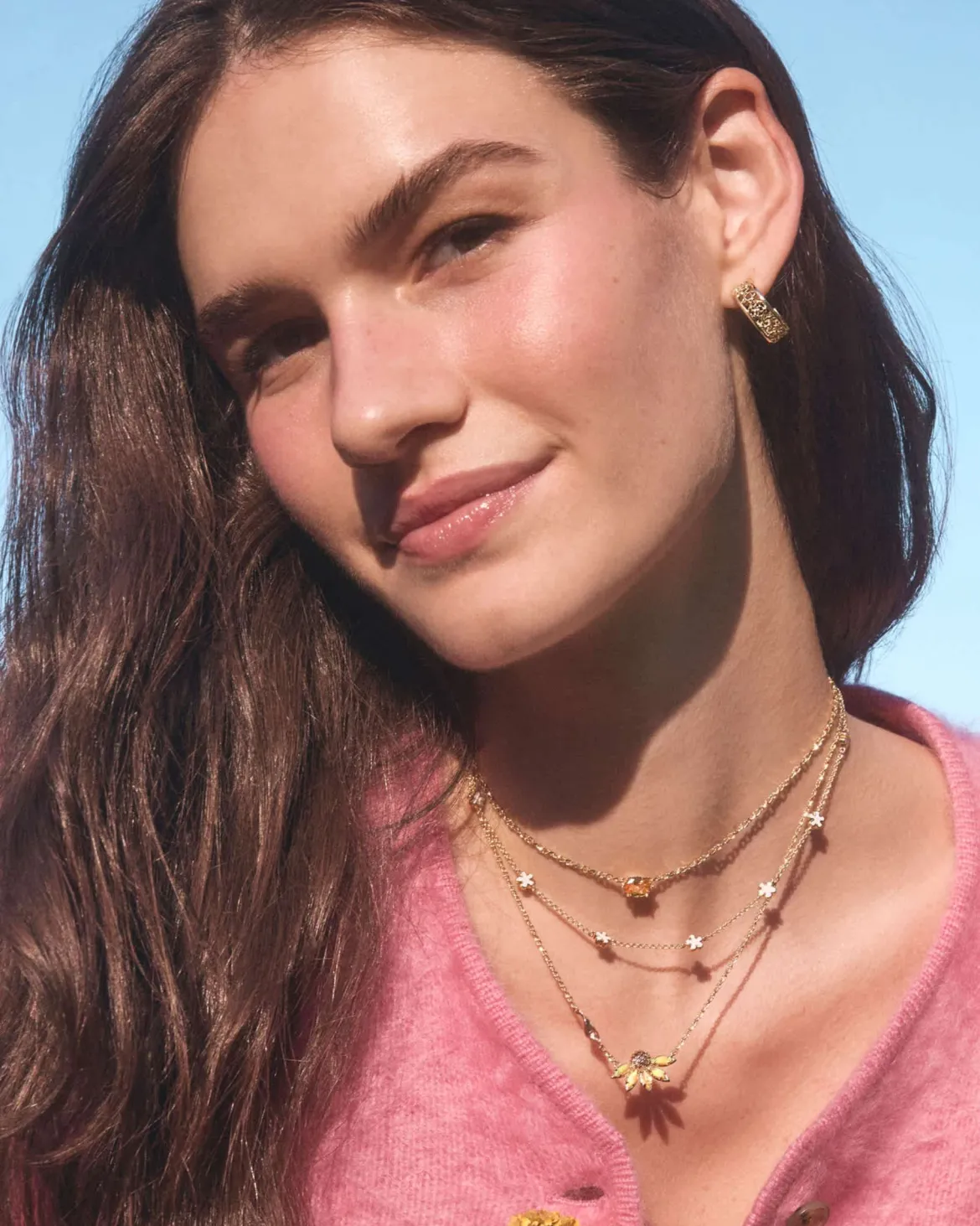 Anya Flower Gold Short Pendant Necklace