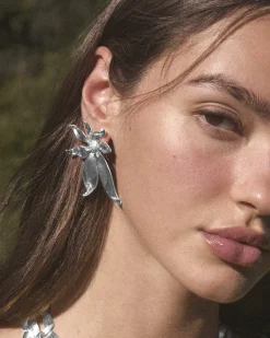 Anya Flower Vintage Silver Statement Earrings