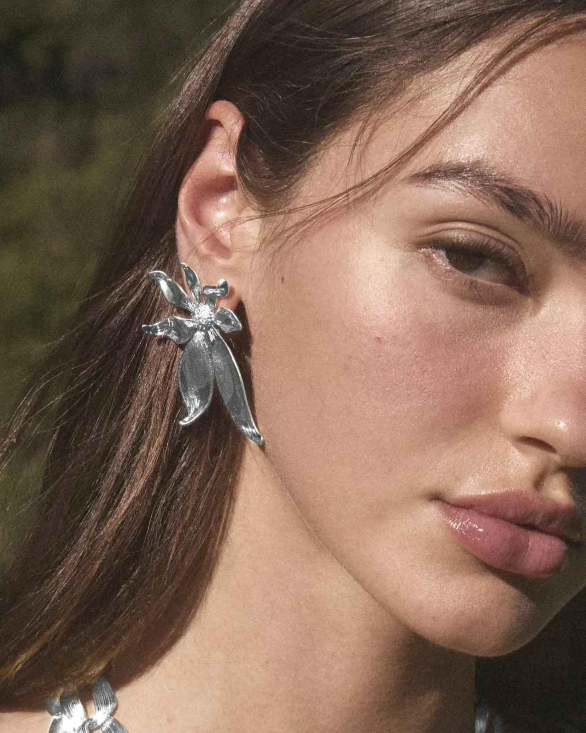 Anya Flower Vintage Silver Statement Earrings