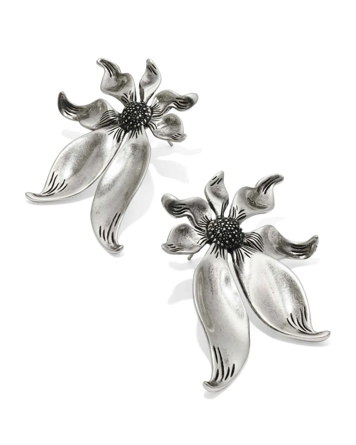 Anya Flower Vintage Silver Statement Earrings