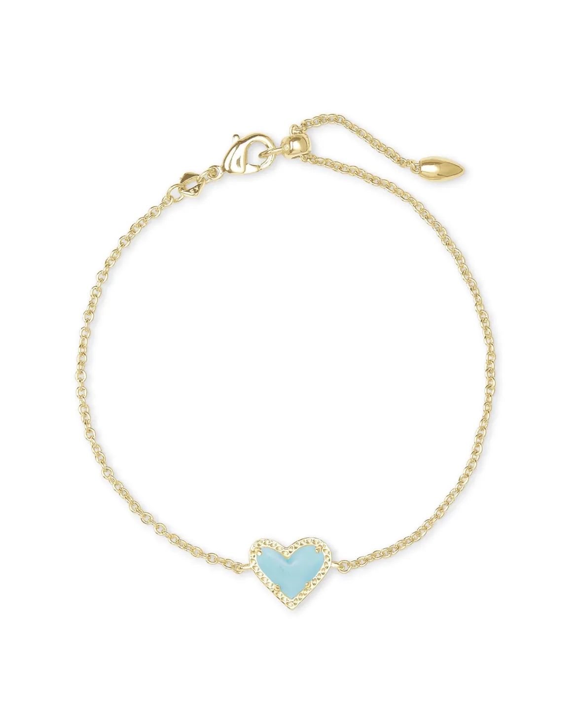 Ari Heart Gold Chain Bracelet in Light Blue Magnesite