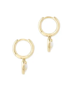 Ari Heart Gold Huggie Earrings in Dichroic Glass