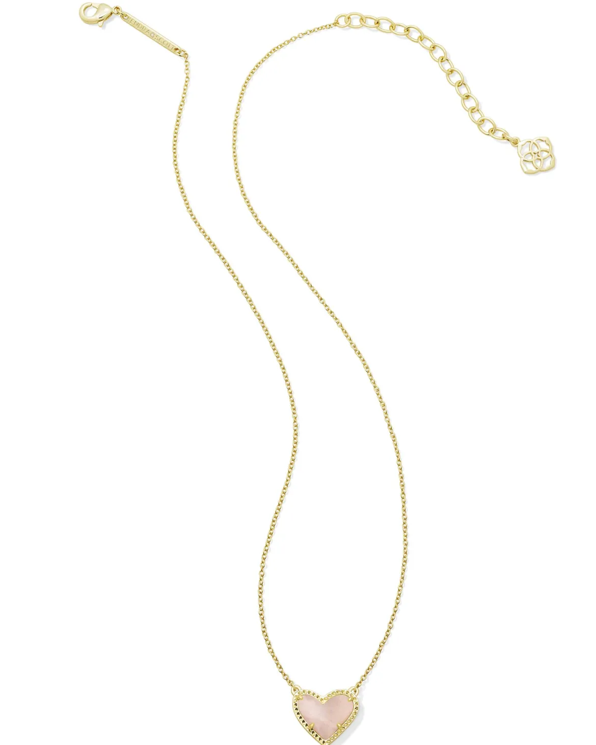 Ari Heart Gold Pendant Necklace in Rose Quartz
