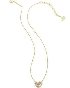 Ari Heart Gold Pendant Necklace in Dichroic Glass