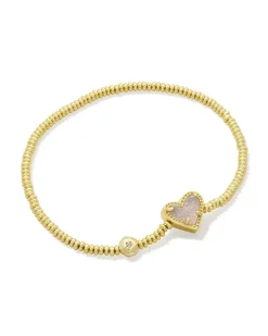 Ari Heart Gold Stretch Bracelet in Iridescent Drusy