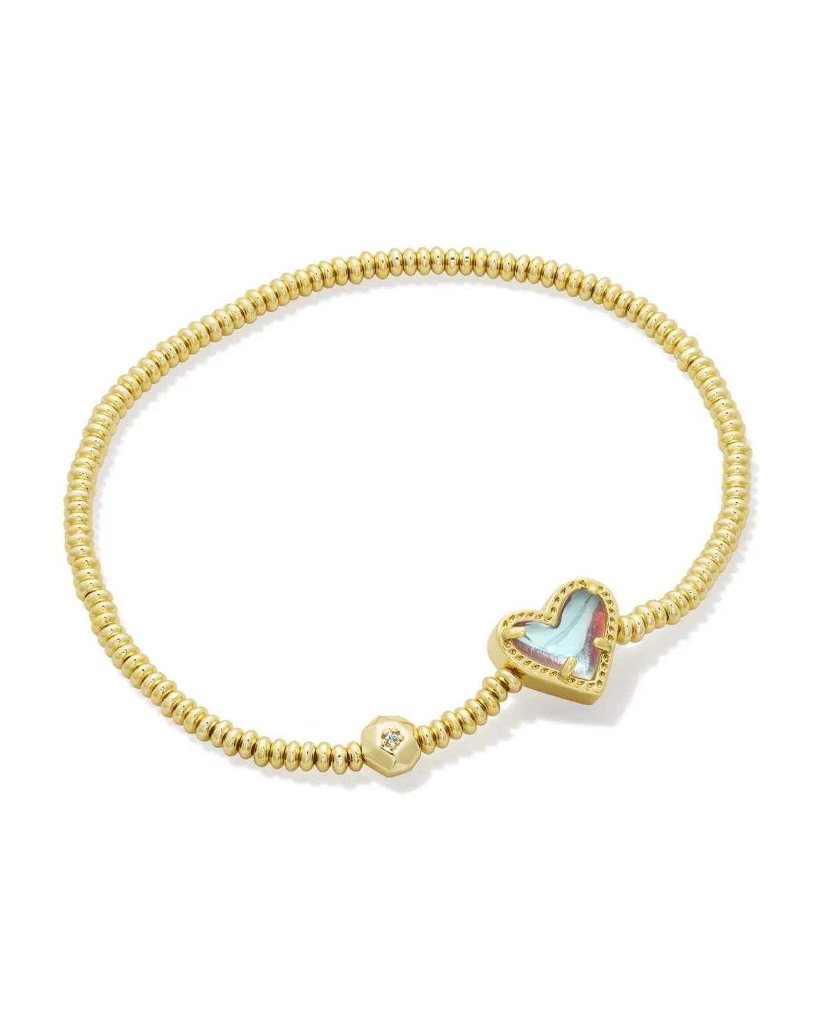 Ari Heart Gold Stretch Bracelet in Dichroic Glass