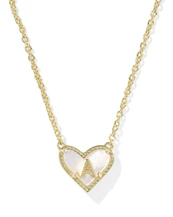 Ari Heart Letter A Gold Short Pendant Necklace