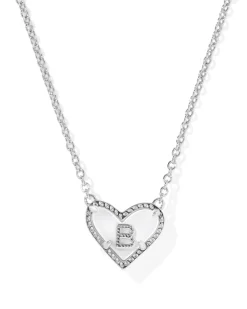 Ari Heart Letter B Silver Short Pendant Necklace