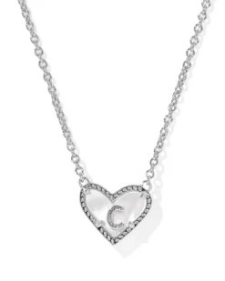 Ari Heart Letter C Silver Short Pendant Necklace