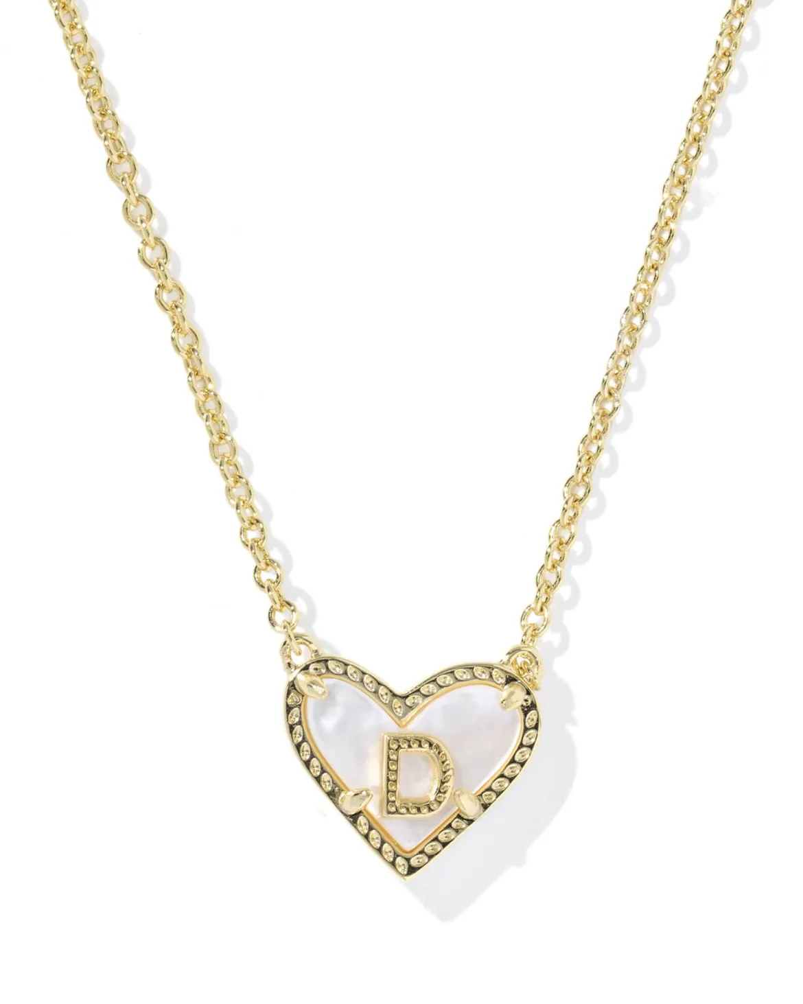 Ari Heart Letter D Gold Short Pendant Necklace