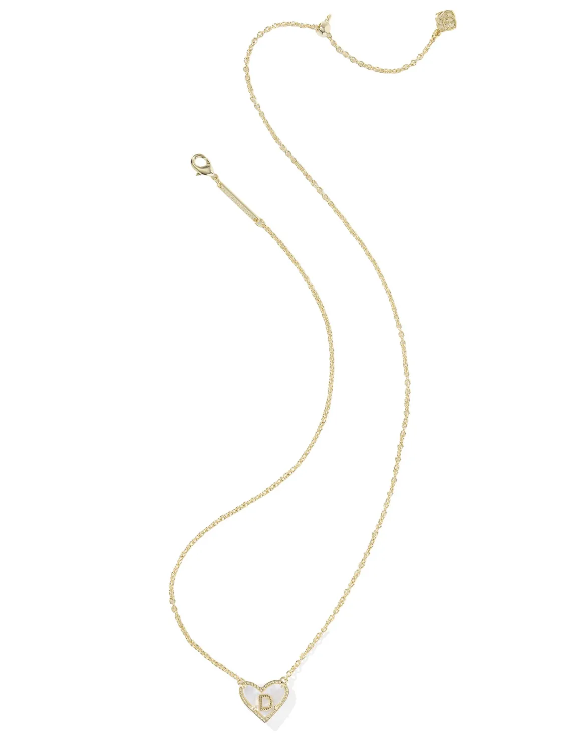 Ari Heart Letter D Gold Short Pendant Necklace