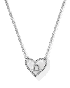 Ari Heart Letter D Silver Short Pendant Necklace