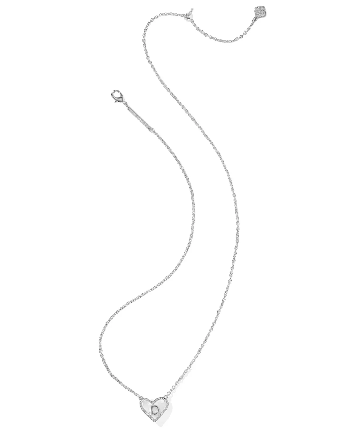 Ari Heart Letter D Silver Short Pendant Necklace