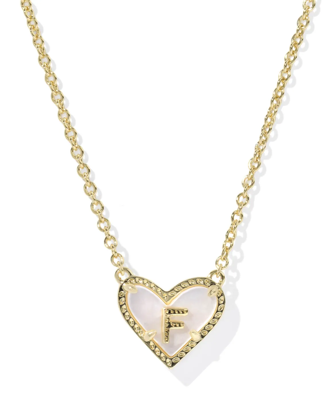 Ari Heart Letter F Gold Short Pendant Necklace