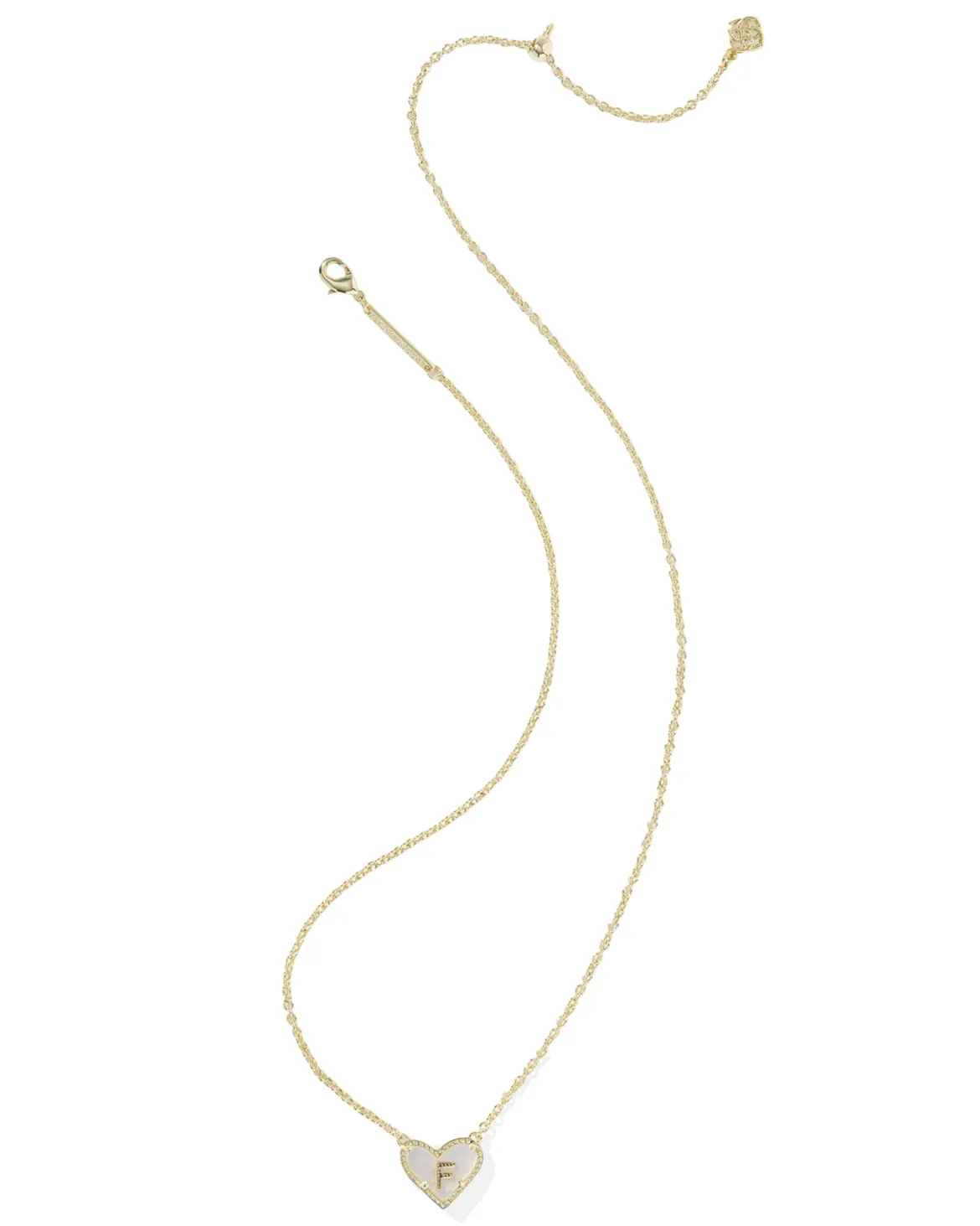 Ari Heart Letter F Gold Short Pendant Necklace