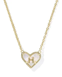 Ari Heart Letter H Gold Short Pendant Necklace