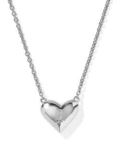 Ari Heart Letter I Silver Short Pendant Necklace
