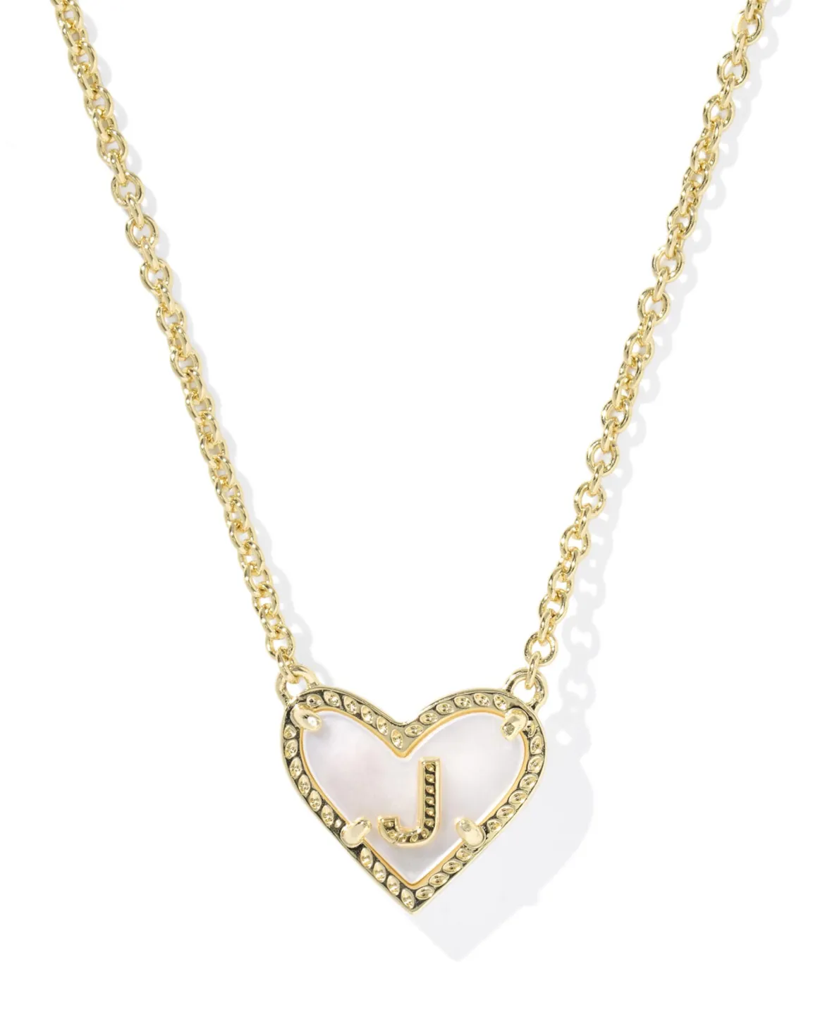 Ari Heart Letter J Gold Short Pendant Necklace