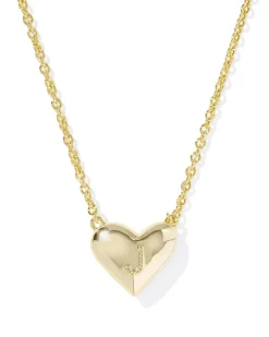 Ari Heart Letter J Gold Short Pendant Necklace