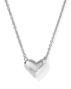 Ari Heart Letter J Silver Short Pendant Necklace