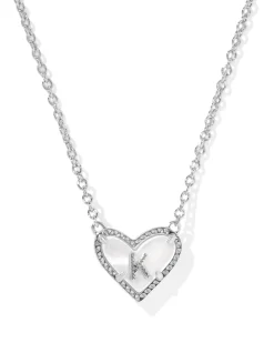 Ari Heart Letter K Silver Short Pendant Necklace