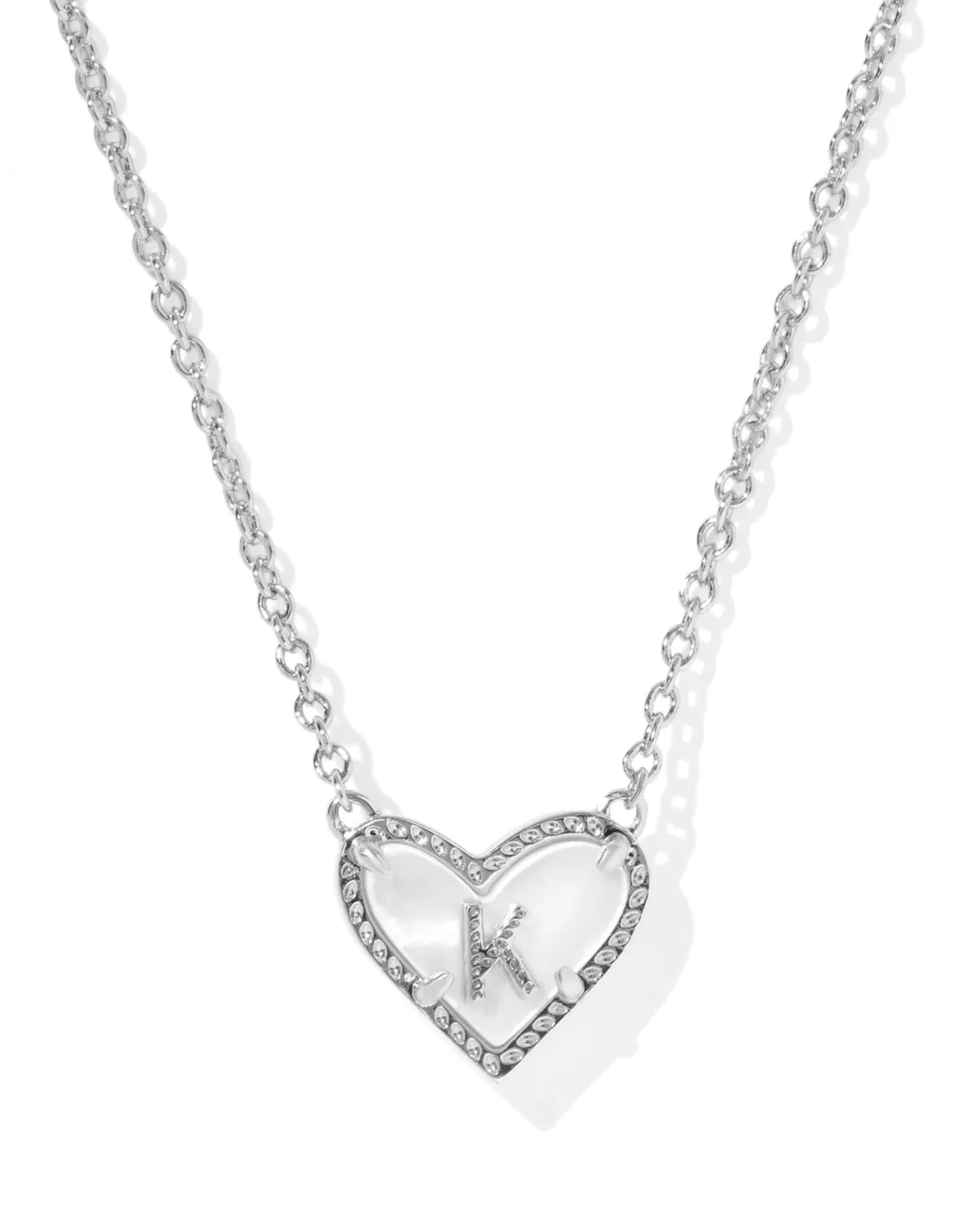 Ari Heart Letter K Silver Short Pendant Necklace