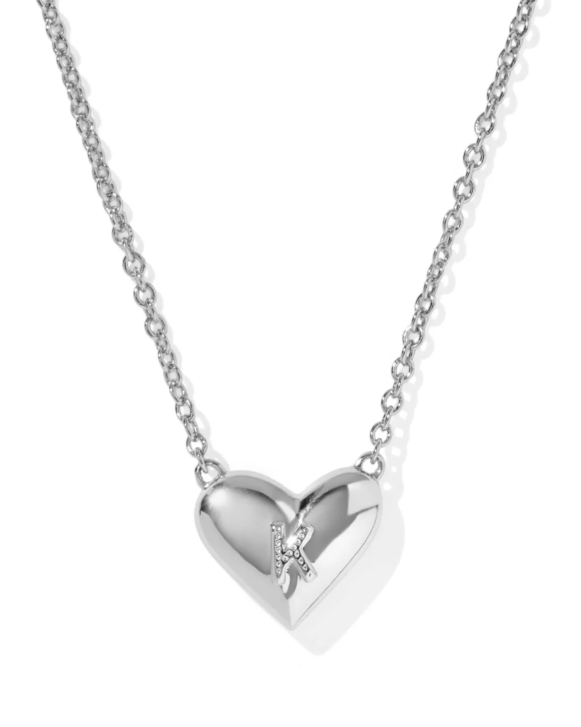 Ari Heart Letter K Silver Short Pendant Necklace