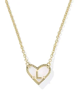 Ari Heart Letter L Gold Short Pendant Necklace