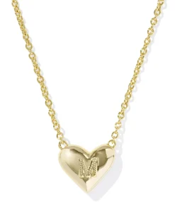 Ari Heart Letter M Gold Short Pendant Necklace