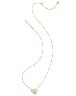 Ari Heart Letter M Gold Short Pendant Necklace
