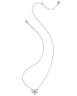 Ari Heart Letter N Silver Short Pendant Necklace