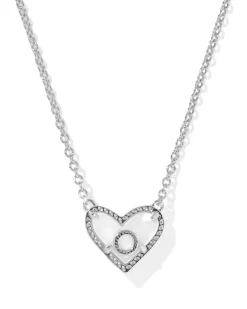 Ari Heart Letter O Silver Short Pendant Necklace