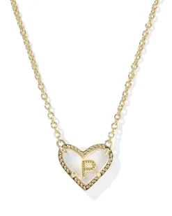 Ari Heart Letter P Gold Short Pendant Necklace