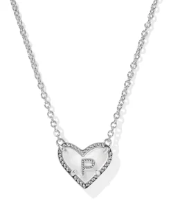 Ari Heart Letter P Silver Short Pendant Necklace