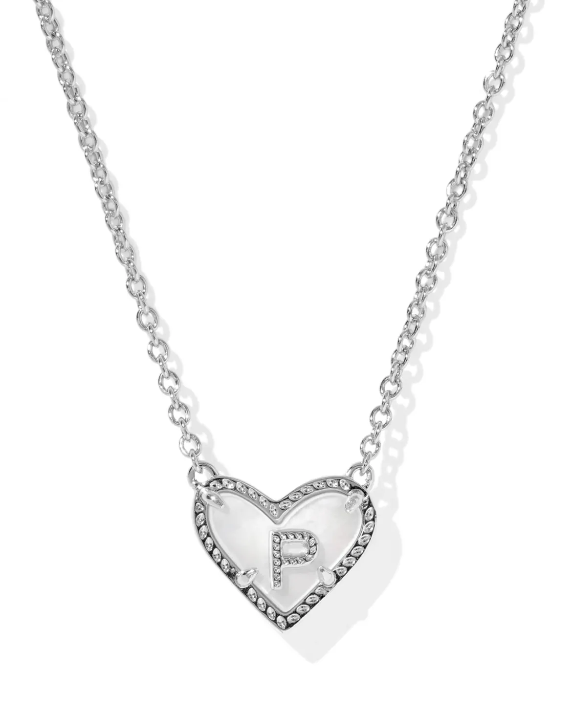 Ari Heart Letter P Silver Short Pendant Necklace