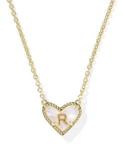Ari Heart Letter R Gold Short Pendant Necklace