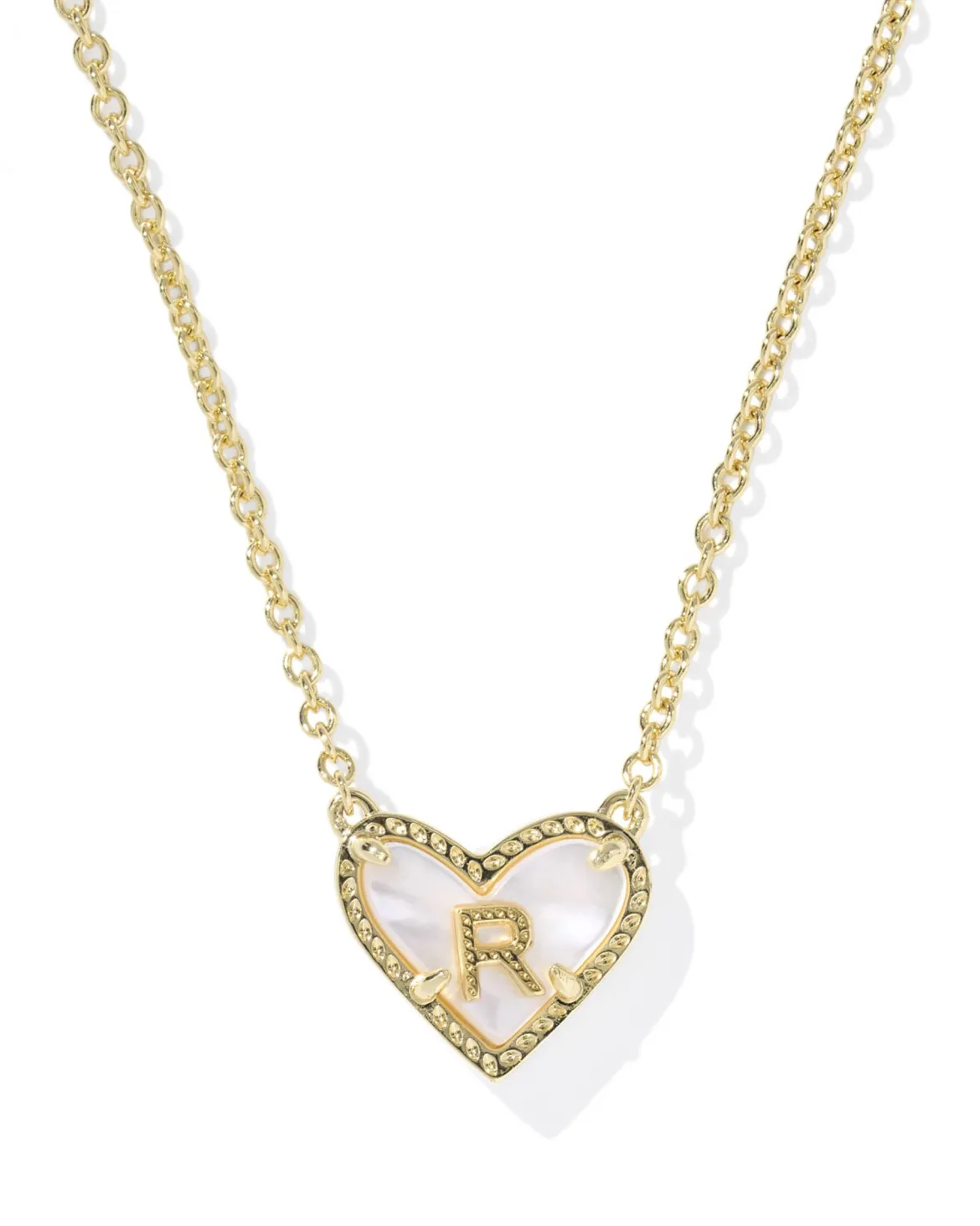 Ari Heart Letter R Gold Short Pendant Necklace