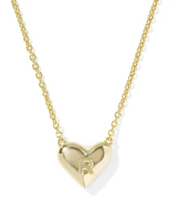Ari Heart Letter R Gold Short Pendant Necklace