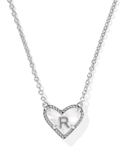 Ari Heart Letter R Silver Short Pendant Necklace