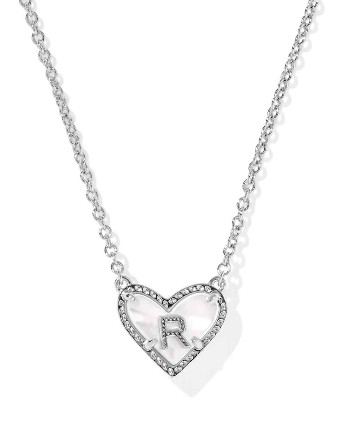Ari Heart Letter R Silver Short Pendant Necklace