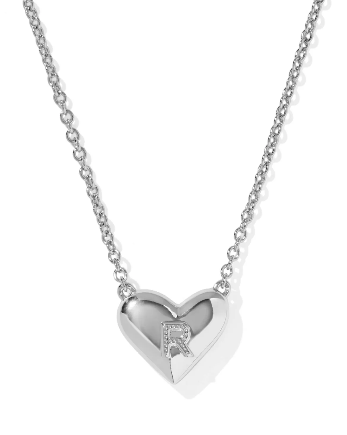 Ari Heart Letter R Silver Short Pendant Necklace