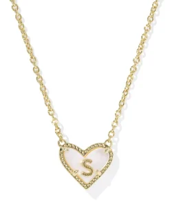 Ari Heart Letter S Gold Short Pendant Necklace