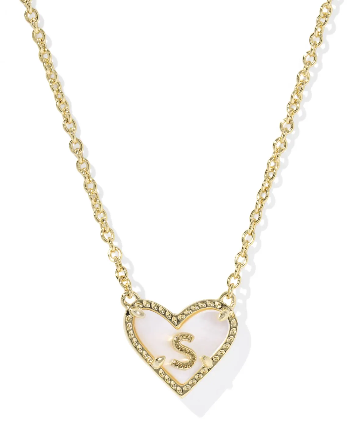 Ari Heart Letter S Gold Short Pendant Necklace