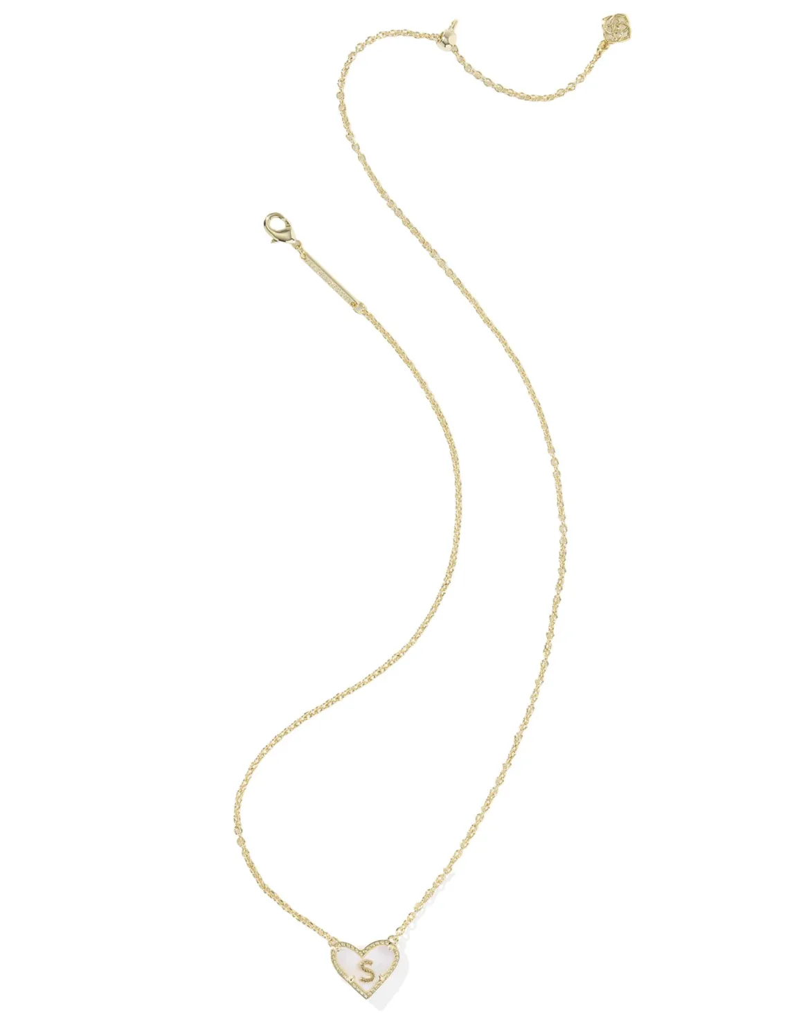 Ari Heart Letter S Gold Short Pendant Necklace